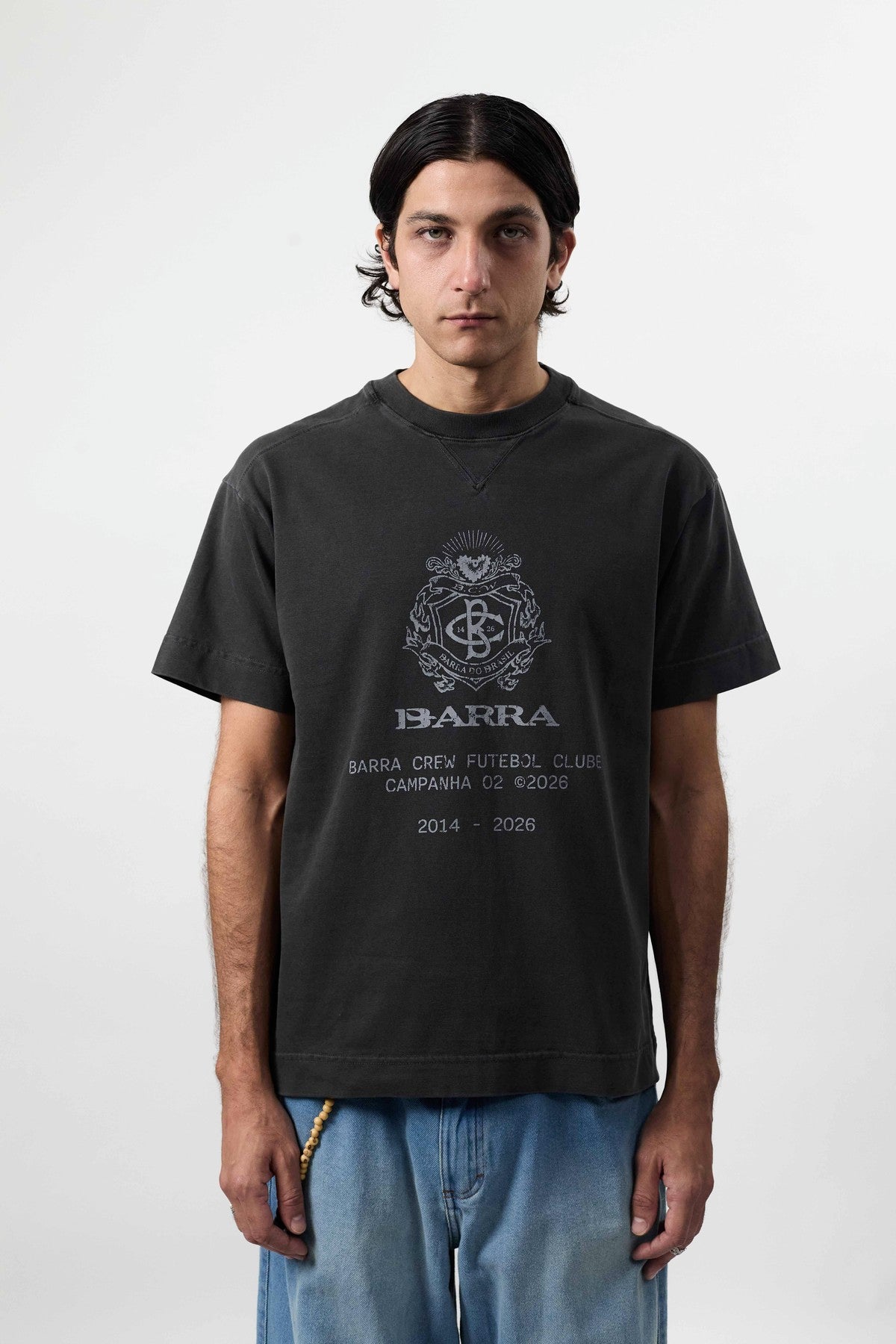 Camiseta Barra "BRASAO" Preta Estonada