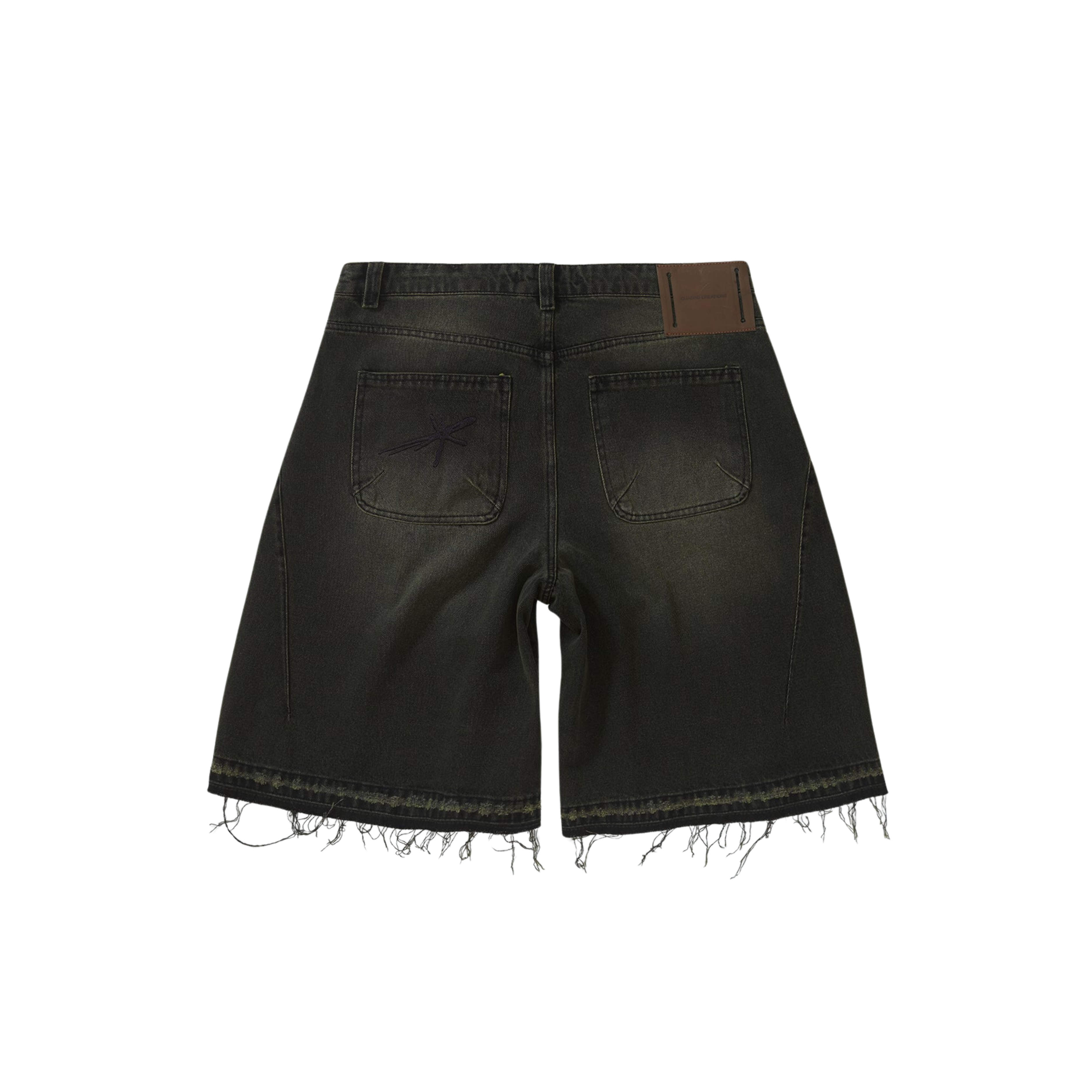 Short QUADRO Side Dart Denim Super Baggy Acid Black