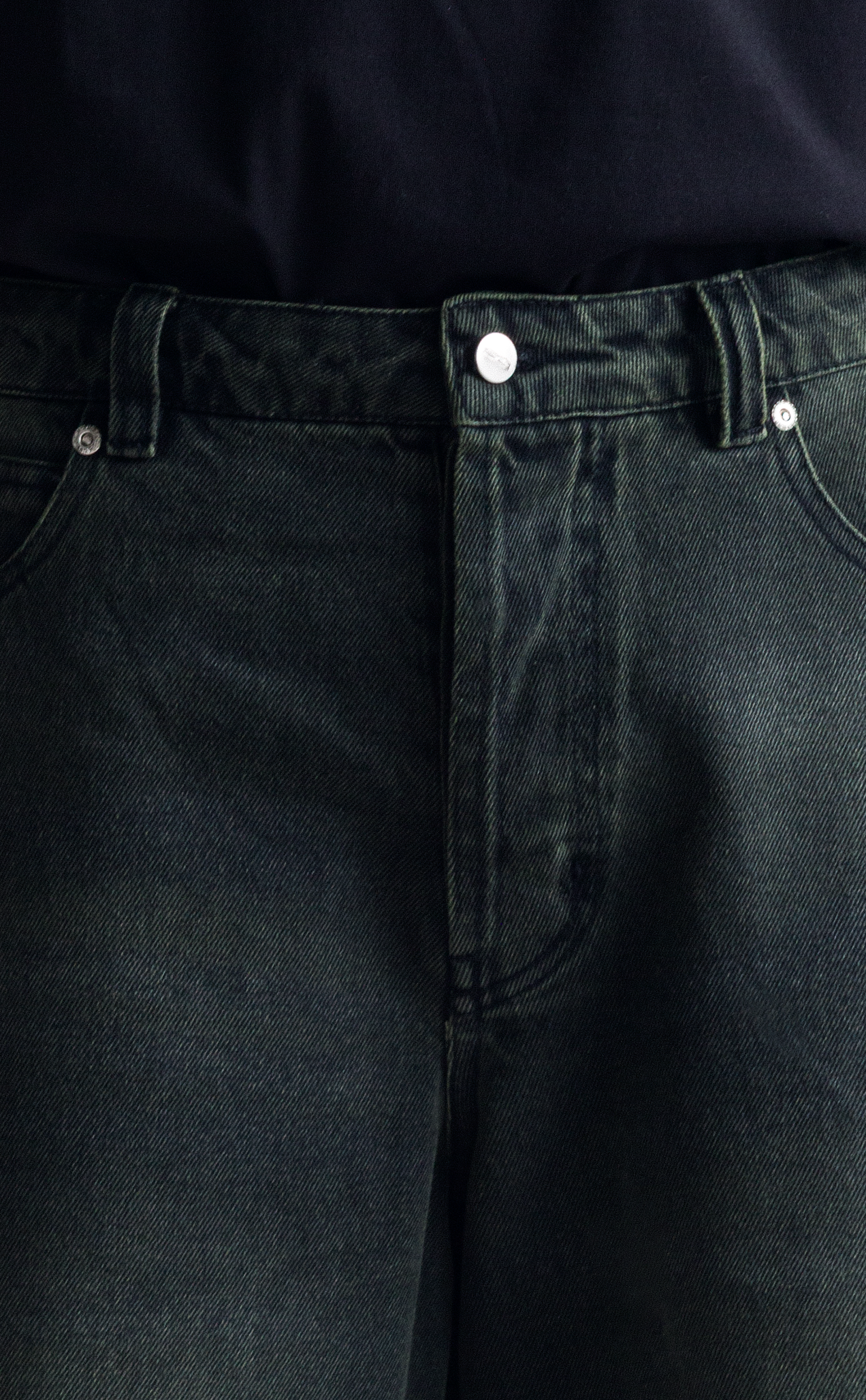 Short QUADRO Side Dart Denim Super Baggy Acid Black