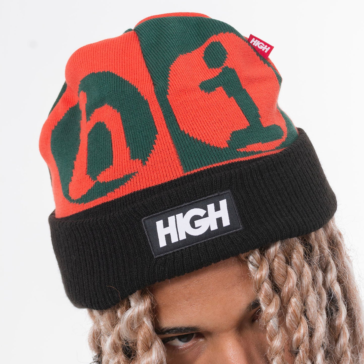 HIGH - Beanie Noir Red/Green